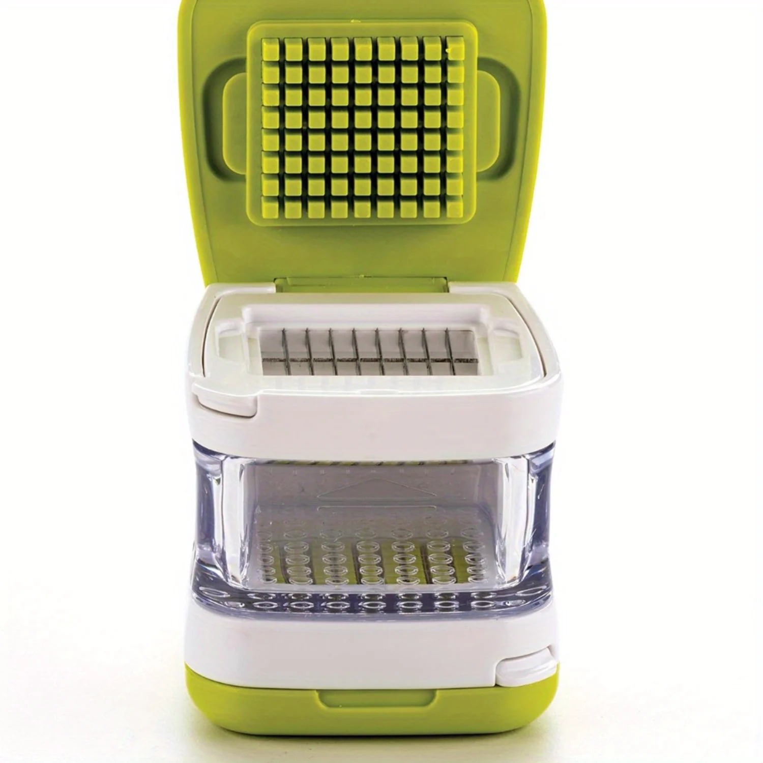2 Pack International Garlic Clove Cube Press Tool, Green/White | BPA-Free Plastic with Stainless Steel Blades | Minces & Slices