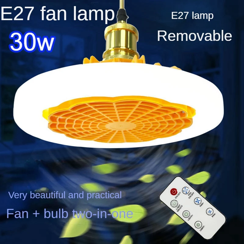 LED Smart Fan Light Ceiling Fan 30W Remote Control Indoor LED Light Silent Bedroom Kitchen Decor Lamp Fans