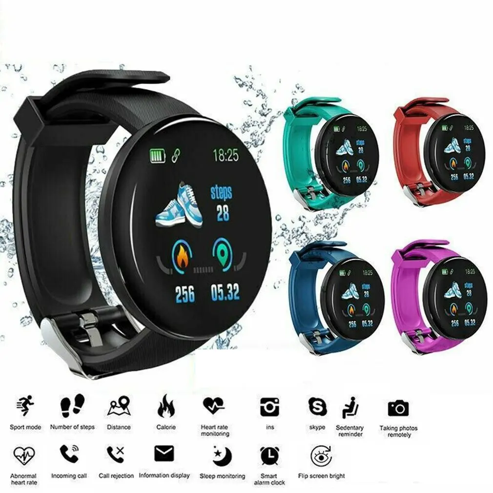 D18S uomo/donna 1.44pollici Smart Watch schermo a colori Smartwatch sport Tracker pressione sanguigna cardiofrequenzimetro orologio elettronico