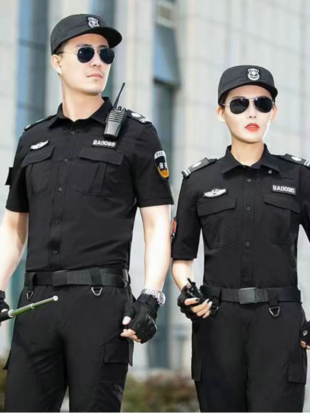 ensemble-d'uniformes-d'entrainement-pour-hommes-sechage-rapide-manches-courtes-tenue-de-travail-noire-elastique-respirante-vetements-d'entrainement-de-securite-d'ete