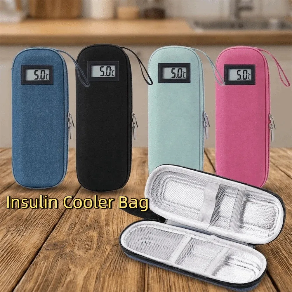 

Oxford Cloth Insulin Cooler Bag Insulin Vial Protector Waterproof Insulin Vial Storage Case Thermometer Display