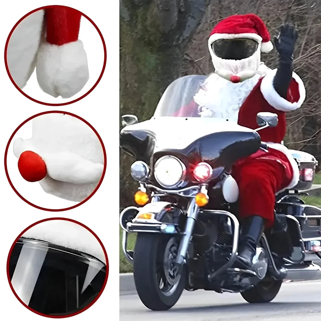 Oct Sale Motorcycle Helmet Cover Christmas Santa Hat Full Face Safe Hat Santa Claus Racing Cap Merry Gift 2pc