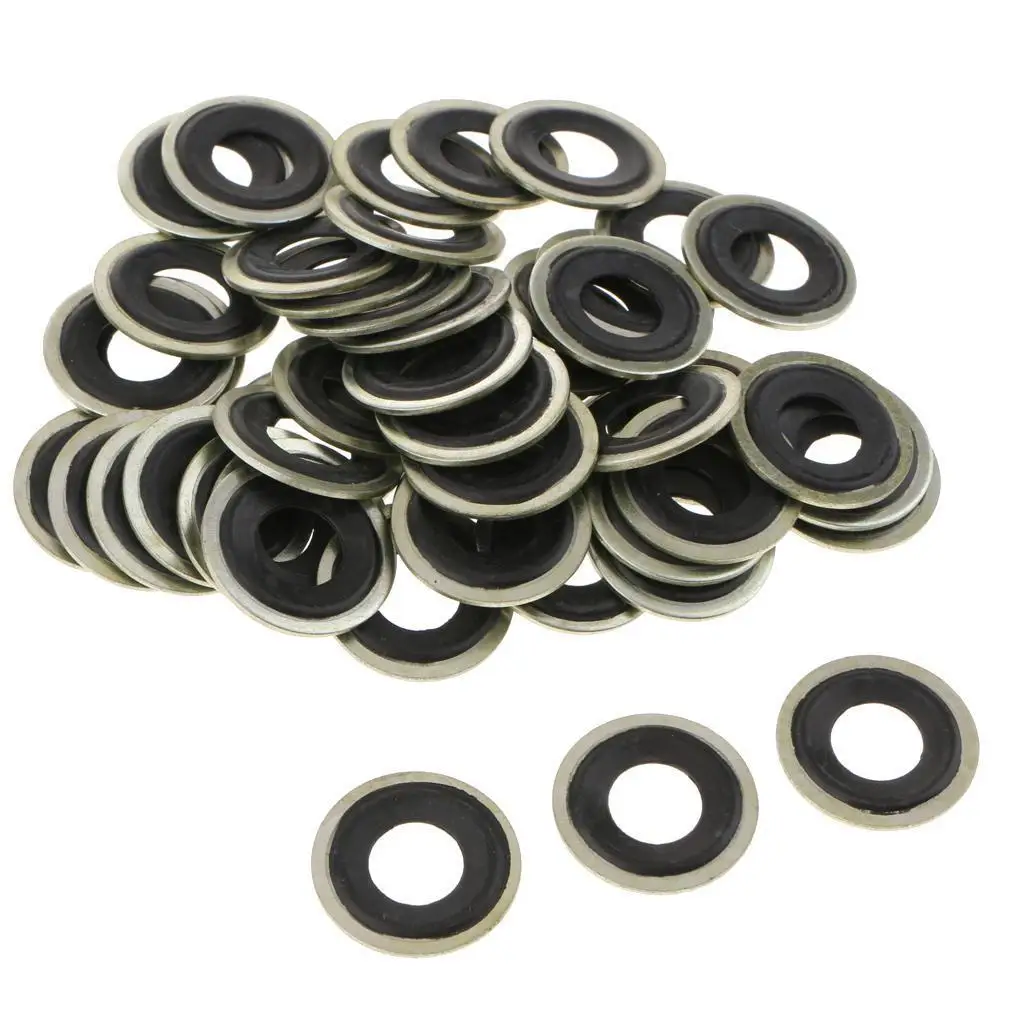 50 Pieces 14mm Metal Oil Drain Plug Crush Washer Gaskets for