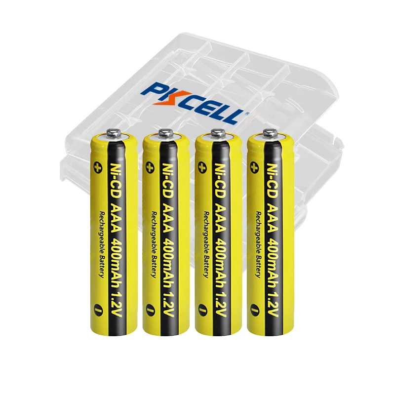 4PCS PKCELL AAA Rechargeable Batteries 1.2V NI-CD AAA 400mAh 3A Button Top Battery for Grass Cutter, Solar Lawn Lamp