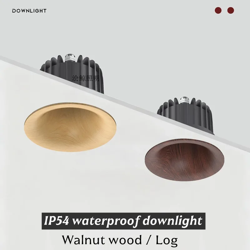 IP54 waterproof ceiling lamp / walnut wood / latex paint / anti-glare - ceiling lamp for living room, hotel, villa lighting 7W