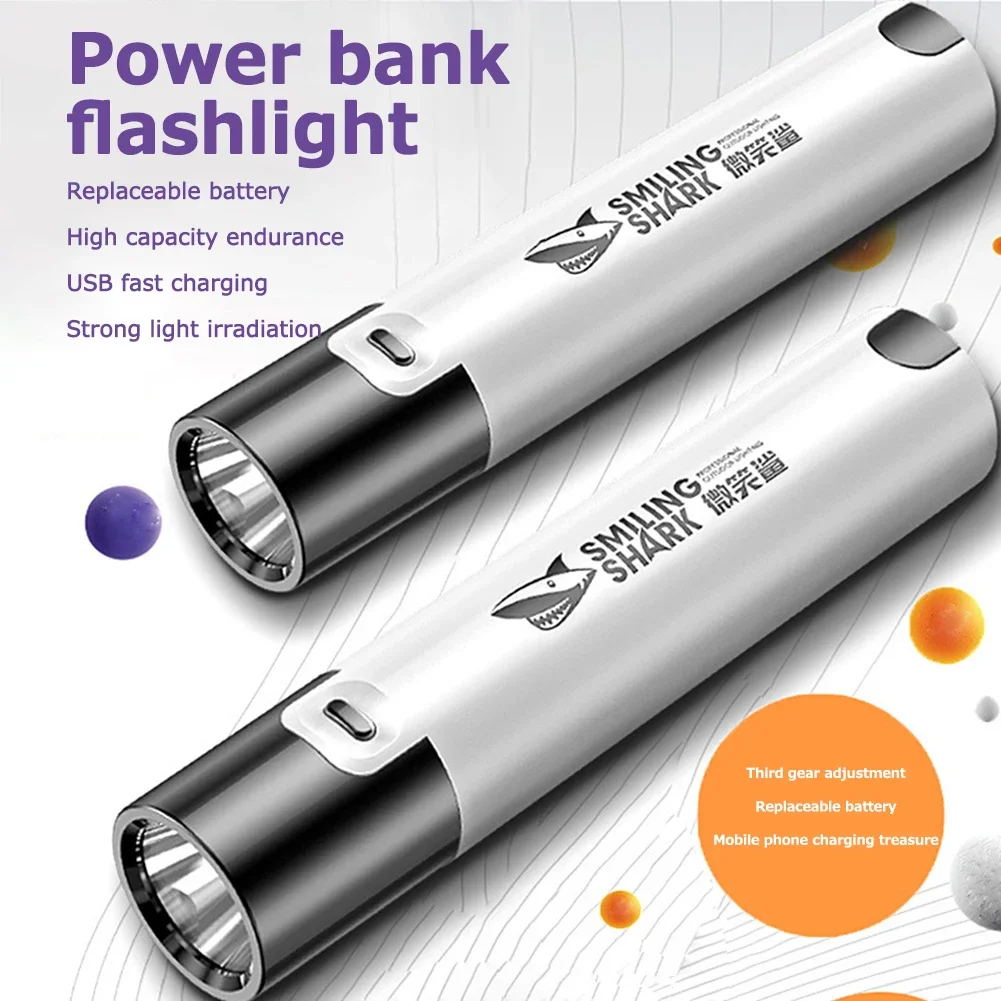 High Power LED Flashlight Emergency Light USB Fast Charging Flashlights Waterproof Torch with Built-in Battery