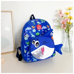 Mochila escolar de moda para niños, mochila reductora de carga de tiburón bonito con caja de papelería, bolsas para niños y niñas