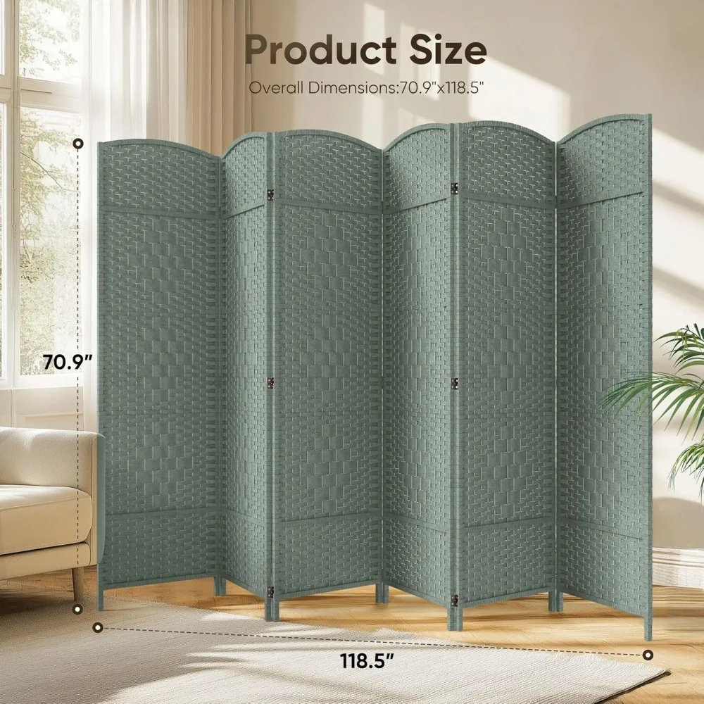 

Room Divider 6 Panel Divider Wall, 6ft Tall Divider for Room Separation, Folding Privacy Screen Panel, Portable Wooden