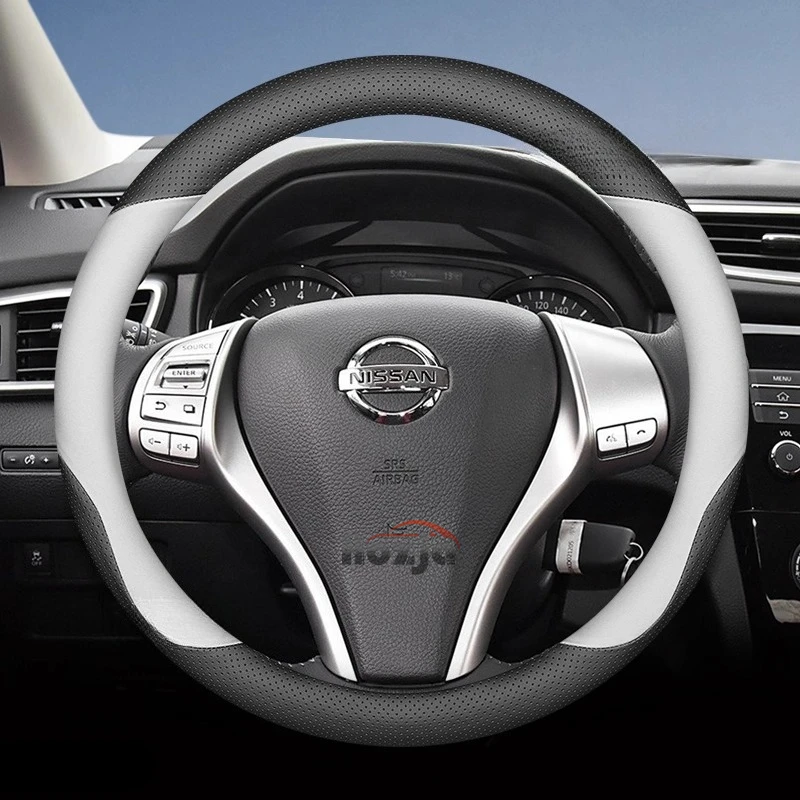 

Leather Car Steering Wheel Cover for Nissan Patrol Micra EV Townstar NV350 Z MAGNITE Roox Ariya DAYZ Sakura Interior Accessories