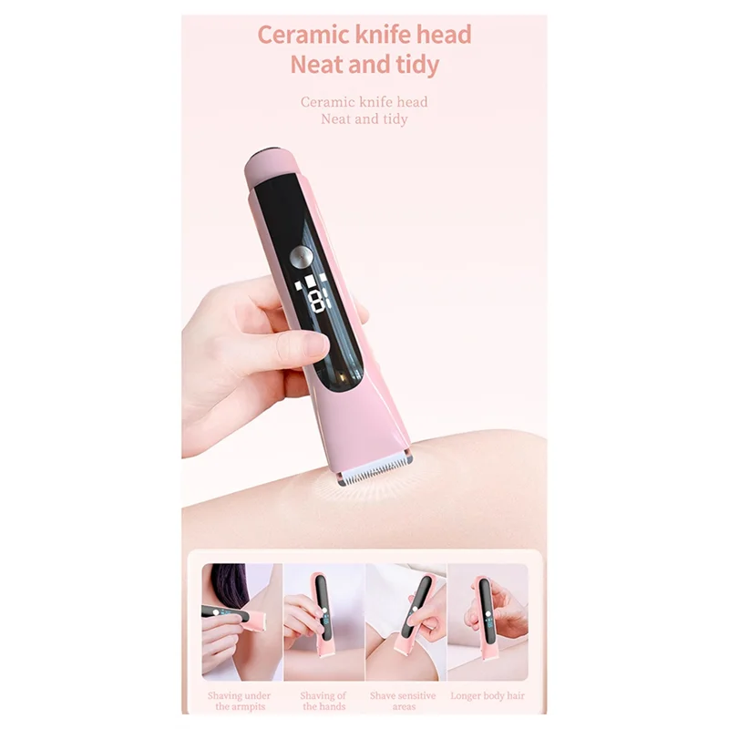 ماكينة حلاقة بيكيني برأس مزدوج A69T للنساء ماكينة حلاقة كهربائية رطبة وجافة غير مؤلمة ناعمة للنساء ماكينة تشذيب بيكيني وردي #5
