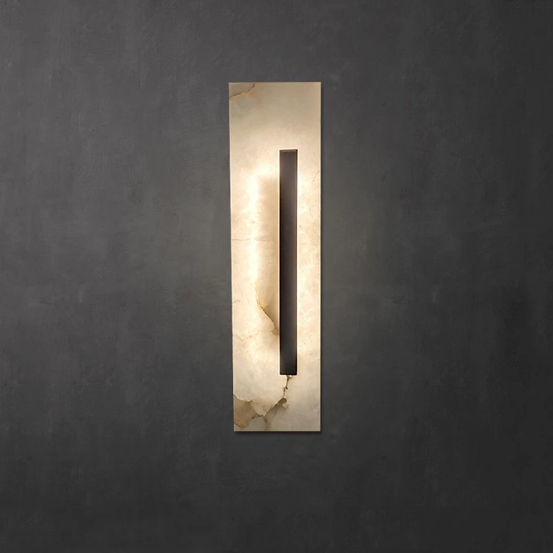 40CM High Natural Marble Wall Lamp Led Postmodern Living Room Bedroom Home Decor Light Luxury Bedside Hallway Sconce