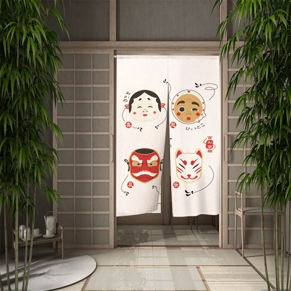 Japanese Ukiyoe Restaurant Dharma eggs Fabric Curtain Kitchen Door Home Upholstery Decoration Screen Noren Custom Decoration