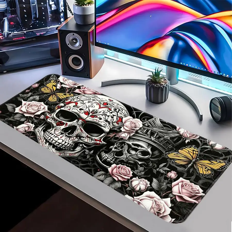 overlock Mouse Pad Keyboard Mouse Pad office Pad Computer Laptop Pad Desk accessories XXL Game Console Pad Flower Skull