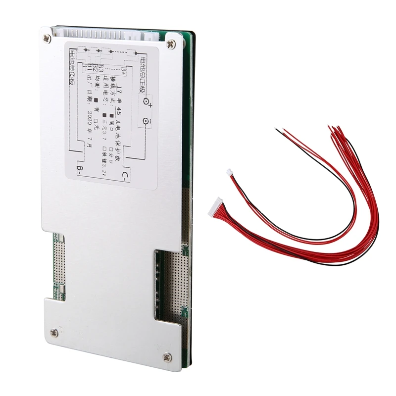 電動自転車用バランス付き保護ボード,リチウムポリマー電池,エネルギーインバーター,bms PCBボード,17s,60v,45a