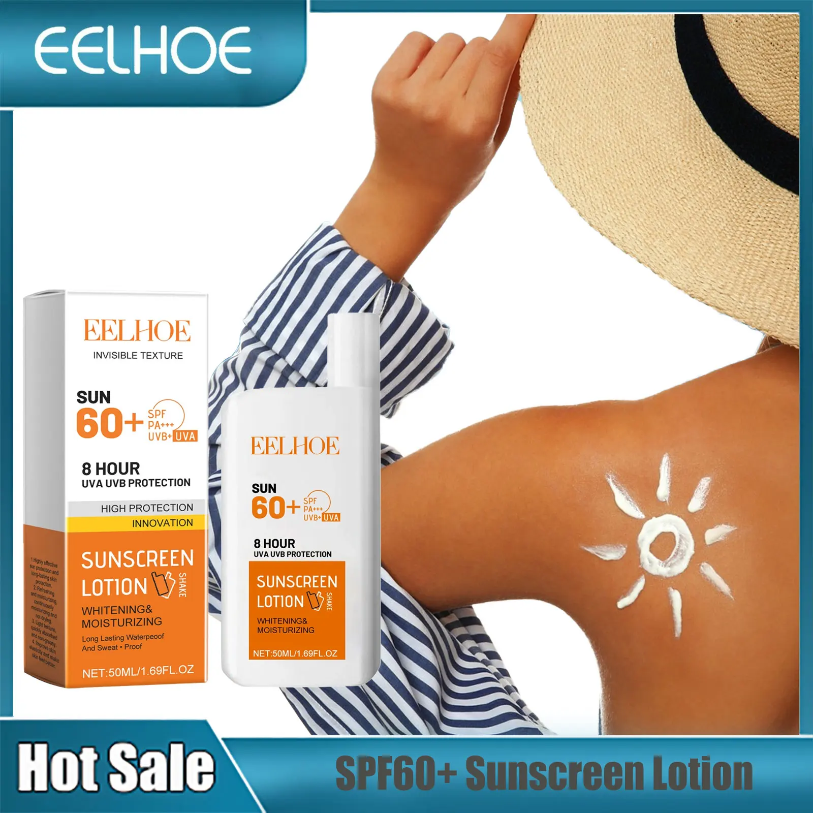 EELHOE SPF60 Facial Sunscreen Long Lasting Sun Protection Face Cream UV Sunscreen Stick Anti Sun Portable Sunscreen Moisturizer