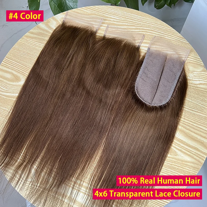 # 4 ألوان مستقيمة 4x6 الدانتيل الشفاف إغلاق 100% شعر الإنسان تذوب الجلد قبل قطعها غير مرئية الدانتيل الخام عذراء الشعر الدانتيل السويسري #1