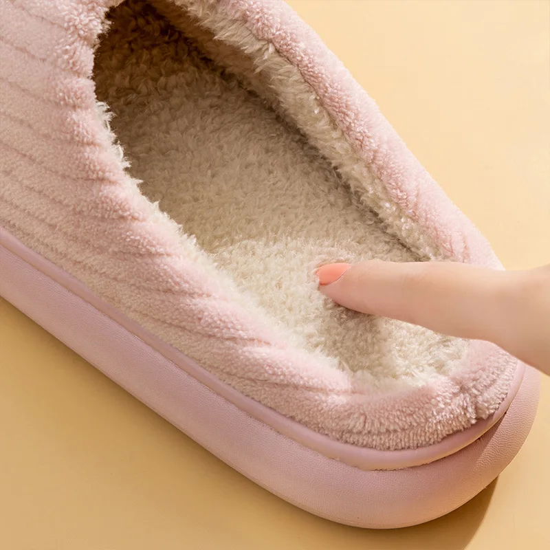 Pmoiste Women Soft Flannel House Slippers EVA Platform Cushion Comfortable Warm Designer Home Shoes Slip-on Indoor High-quality