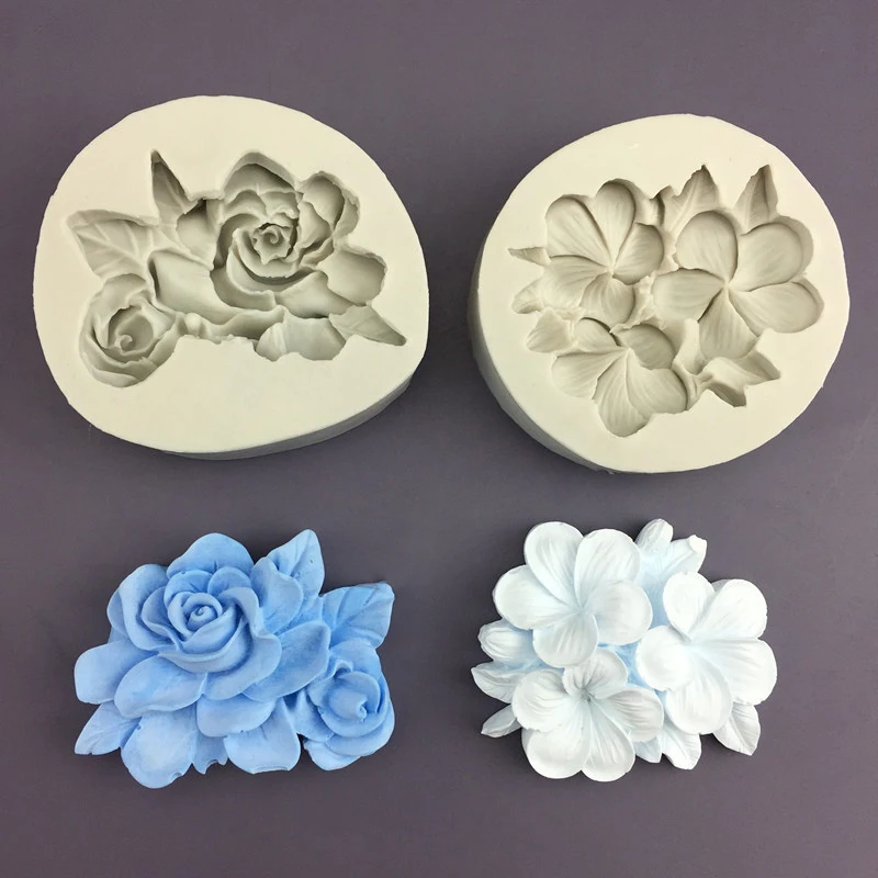 1Pc Flower Shape Silicone Mold Gardenia Plumeria Rubra Soap Fondant Molds DIY Cake Jelly Chocolate Decoration Baking Tool