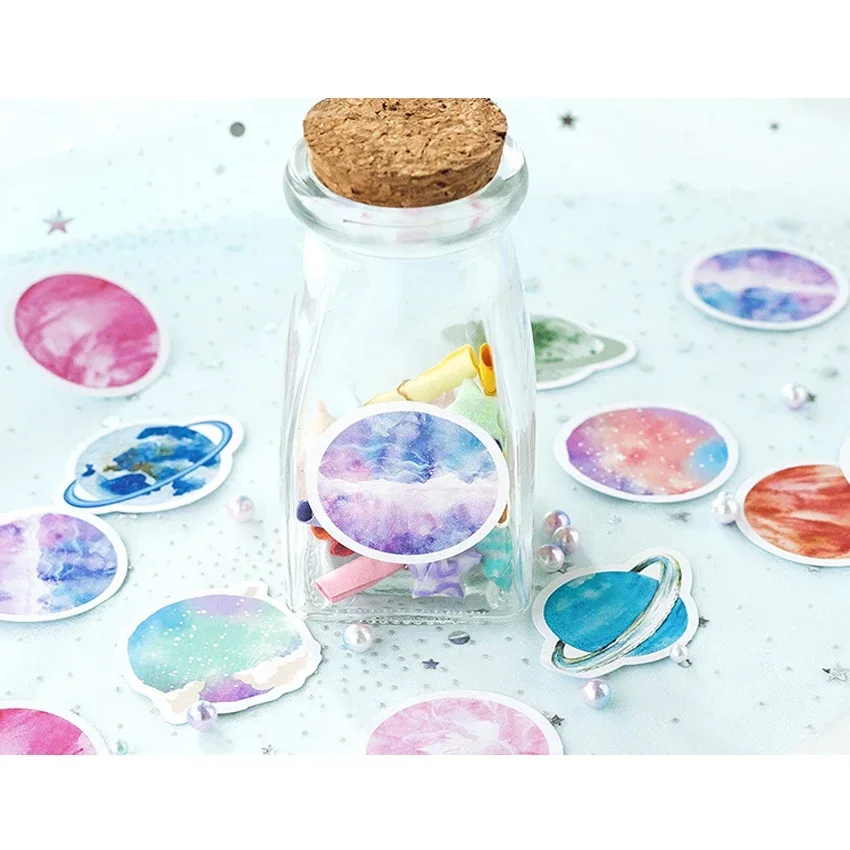 45 Stück/Box dekorative niedliche Briefpapieraufkleber Kawaii Nr. 32 Planeten DIY Scrapbooking Aufkleber Basteln Fotoalben