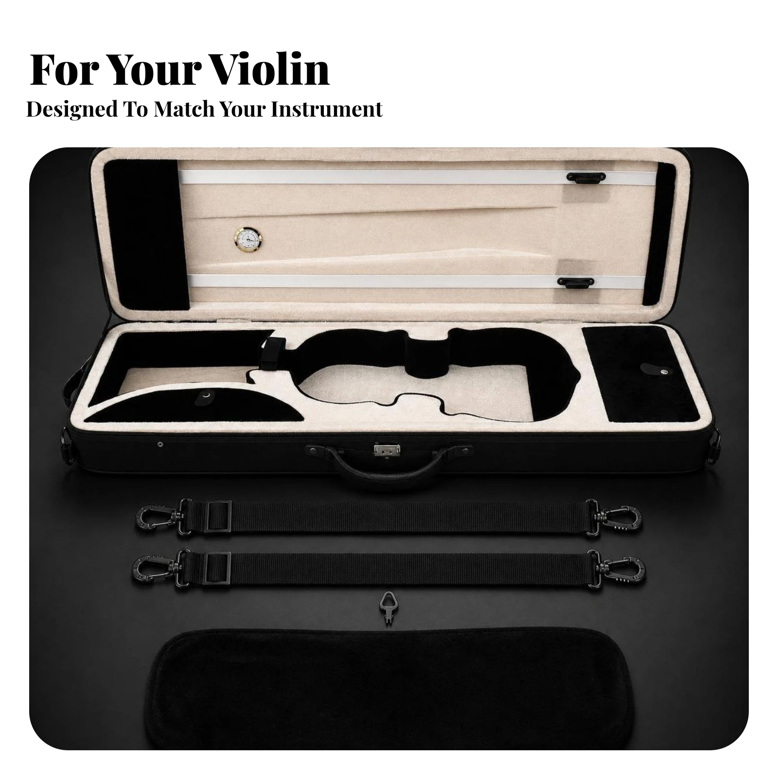 Violin Hard Case Lightweight Rectangular Violin Case Adjustable Spacious for Violinists, Travel, Rehearsals