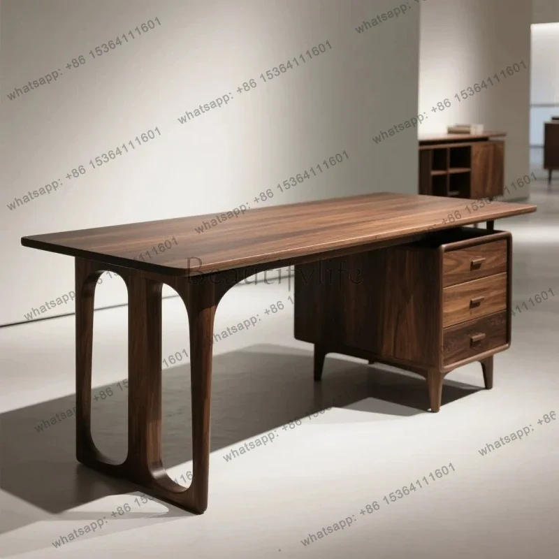 FG Elegant Black Walnut High-end Office Desks Wooden Casual Simple Computer Desk Minimalist Escritorios De Habitación Furniture