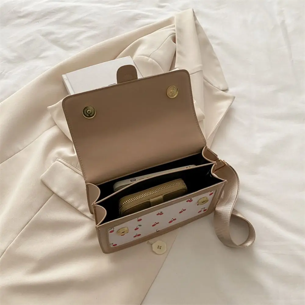 الكرز قلادة الكرز حقيبة كروسبودي الكورية نمط حقيبة يد مطبوعة حقيبة كتف كل مباراة سعة كبيرة مربع حمل حقيبة