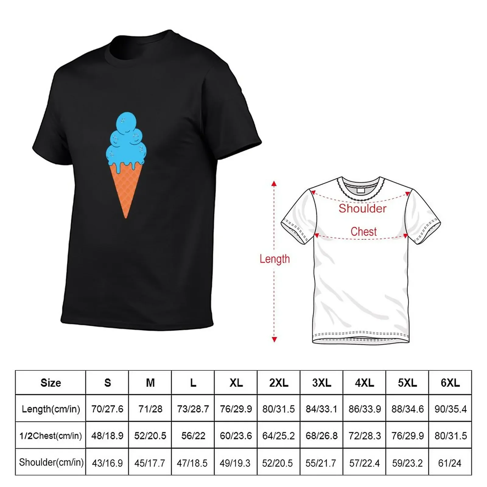 New Triple ice cream cone blue moon T-Shirt heavyweight t shirts tees t-shirts man Aesthetic clothing plain white t shirts men