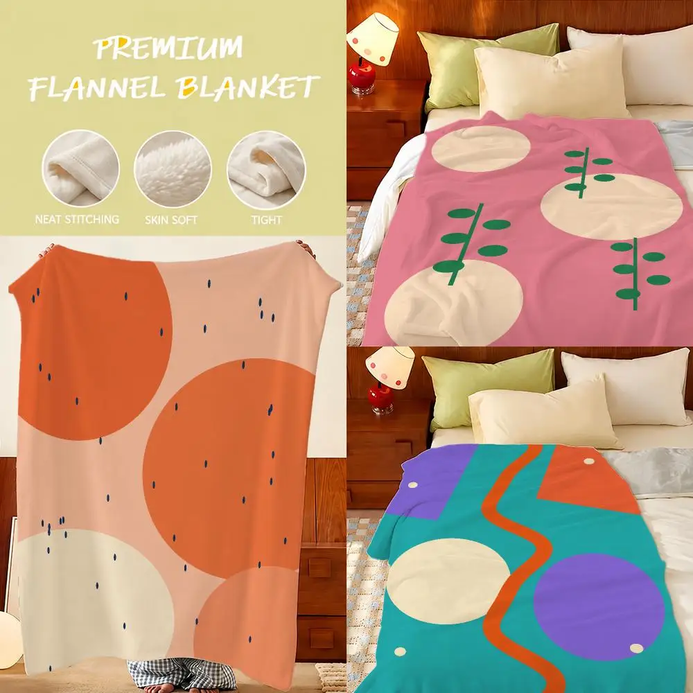 Pattern Modern Retro Abstract Wavy Line Art Throw Plush Flannel Throw Blanket, Sofa Bed Travel Picnic Home Textile Decor