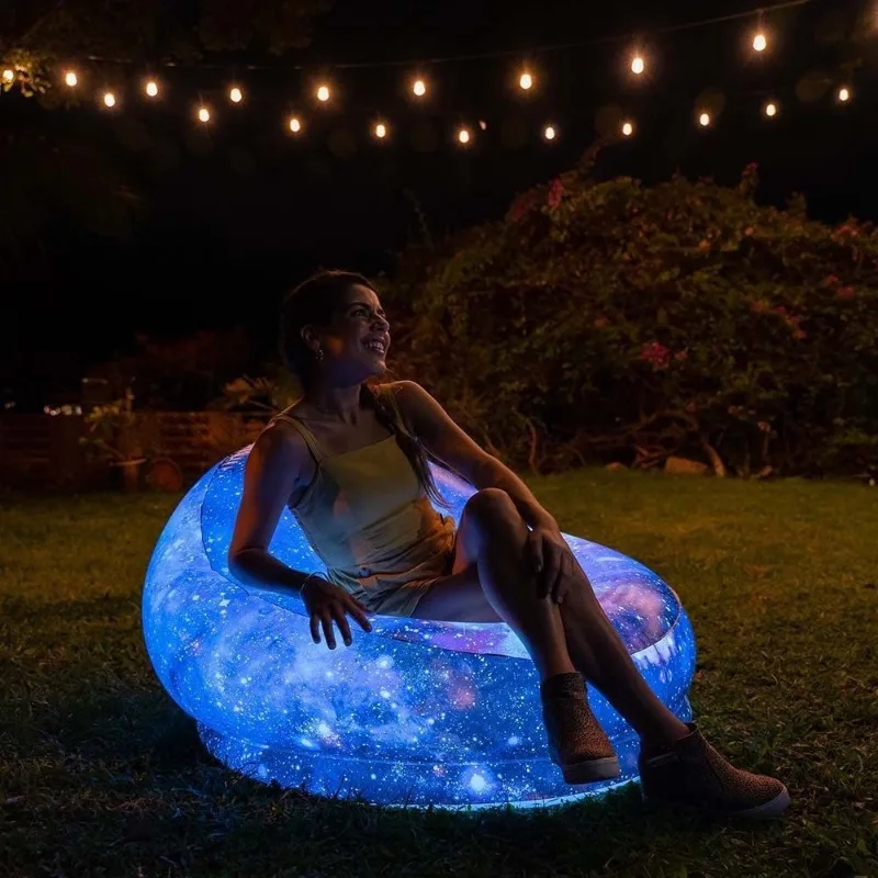 

2025 new PVC inflatable luminous sofa single lazy sofa chair, outdoor leisure gypsy sofa bed stool