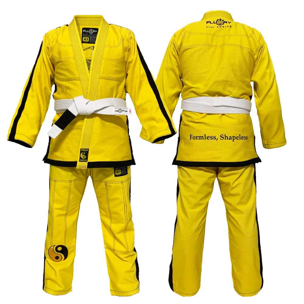 

Fluory Li Xiaolong High Quality karate Dobok Adult Uniform Suit Judo White Collar Kickboxing MMA Martial Arts Training Clothes