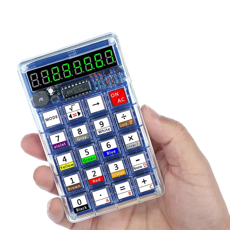 Impara a saldare con kit di calcolatrici a tubo digitale LED fai-da-te, controllato da 51 microcontrollori per progetti di conversione di resistenza