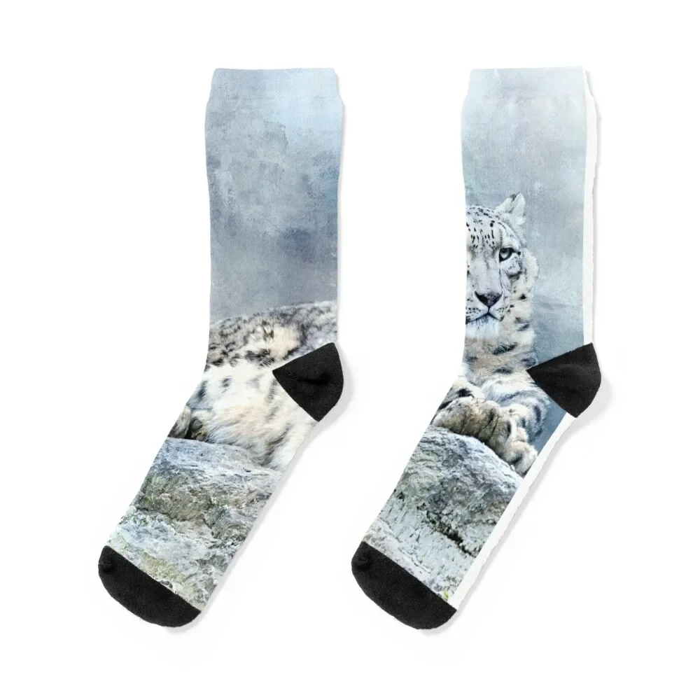 

Snow Leopard Socks moving stockings hockey happy anti-slip Socks For Men Women's