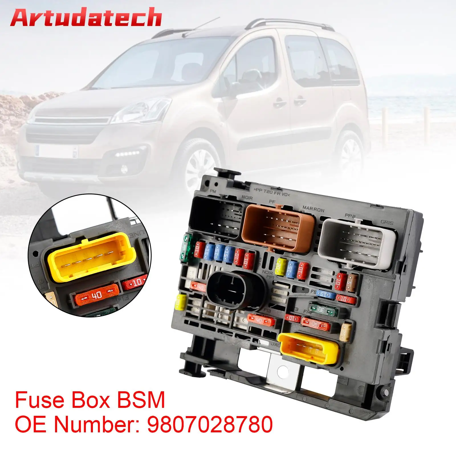 

Artudatech Fuse Box BSM 9807028780 For Citroen Berlingo C4 C8 Peugeot Partner 307 2007- Car Accessories