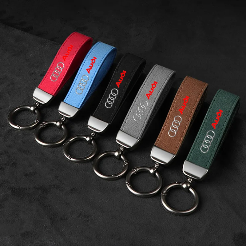 Vintage Leather Key Ring Gift Suede Metal Buckle Car Keychains For Audi Sline A3 A4 B8 8P B9 8V B6 A5 B7 A1 A6 C6 Q3 Q5 C7 8I TT