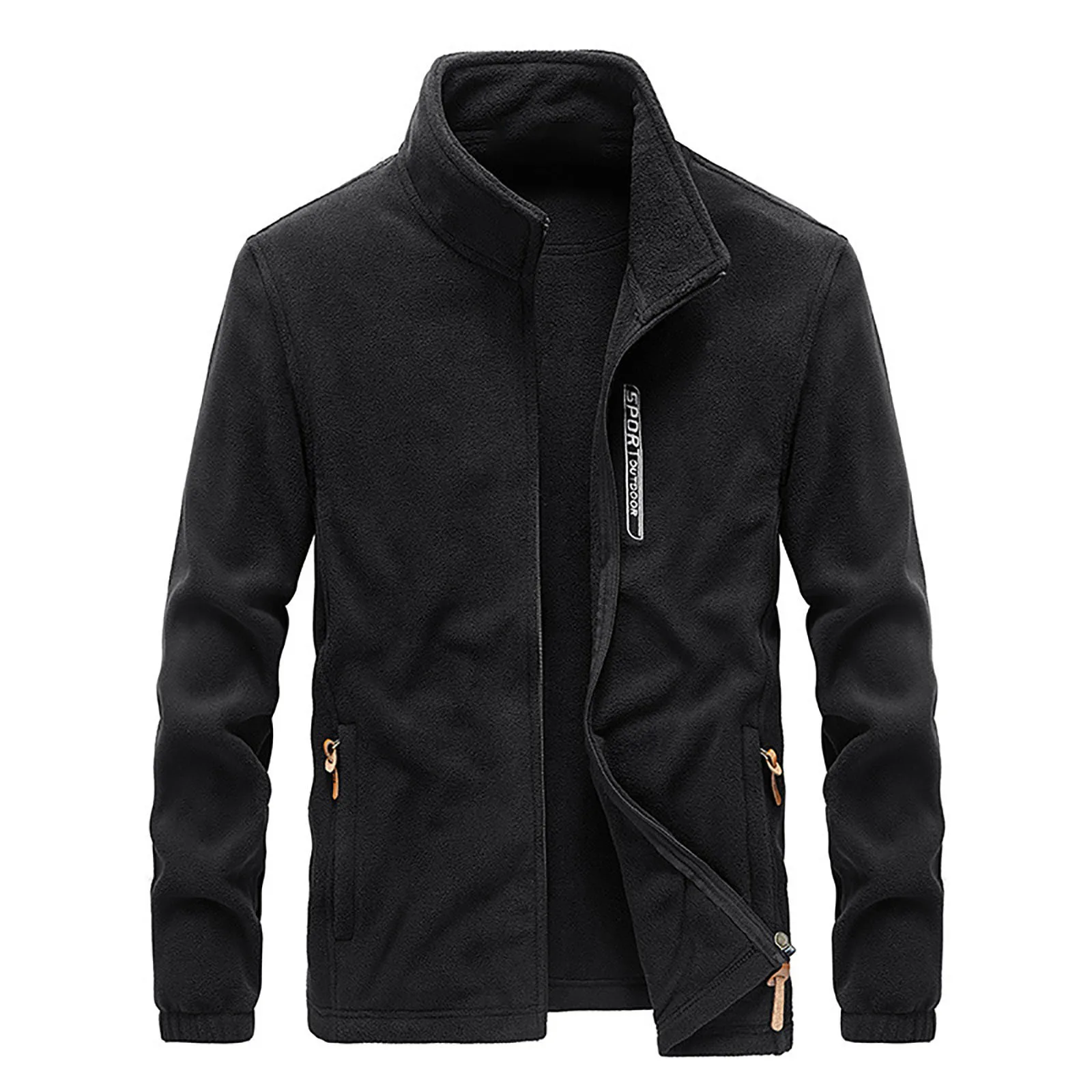 

Men's Lightweight Full Zipper Soft Polar Fleece Jacket Outdoor Casual Coat And Zipper Pocket Hiking Streetwear Hip Hop