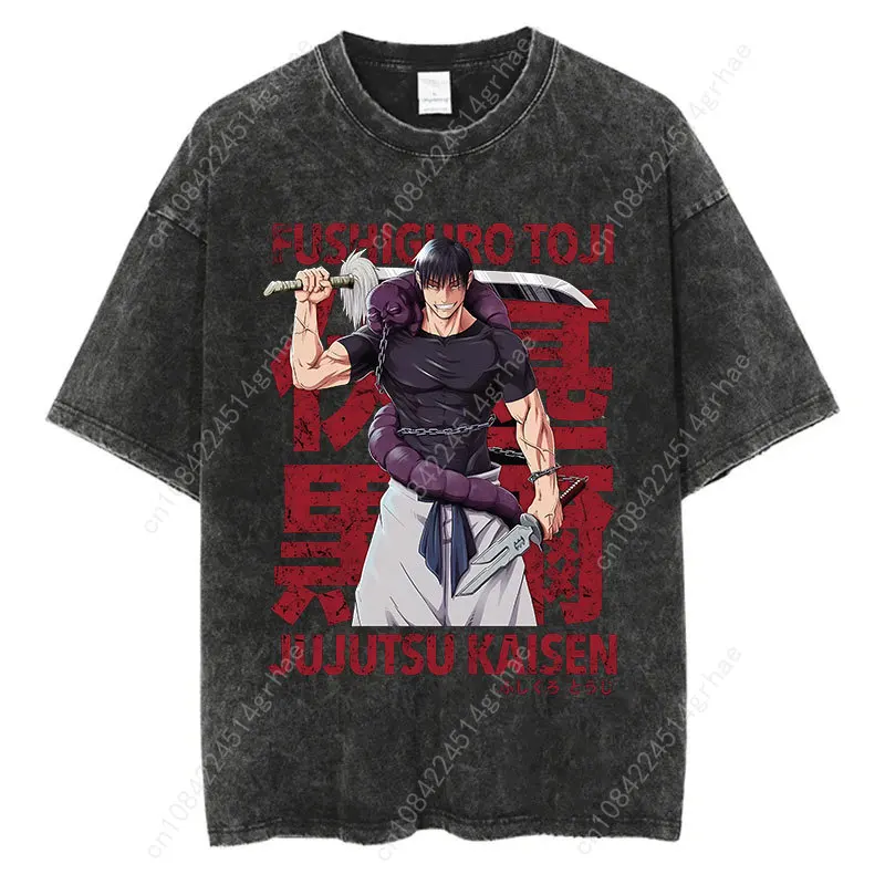 ブラックウォッシュTシャツ 原宿系 夏 アニメ 半袖 100%綿 オーバーサイズTシャツ ヴィンテージ ストリートウェア Tシャツ