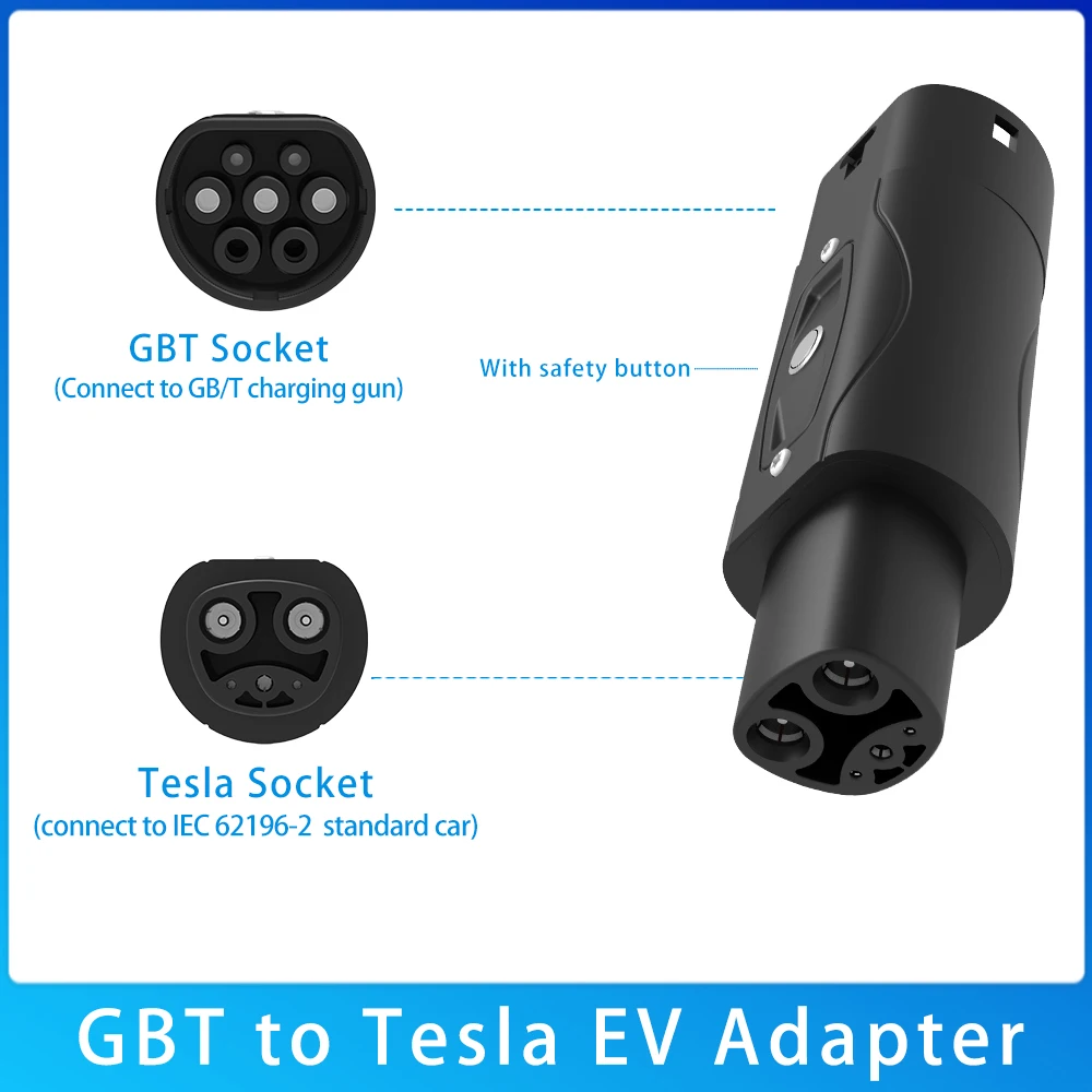 Unirise 32A محول GBT إلى تسلا شاحن سيارة كهربائية ل GB/T شحن محول إلى تسلا نموذج y/3/S/X EV موصل محول