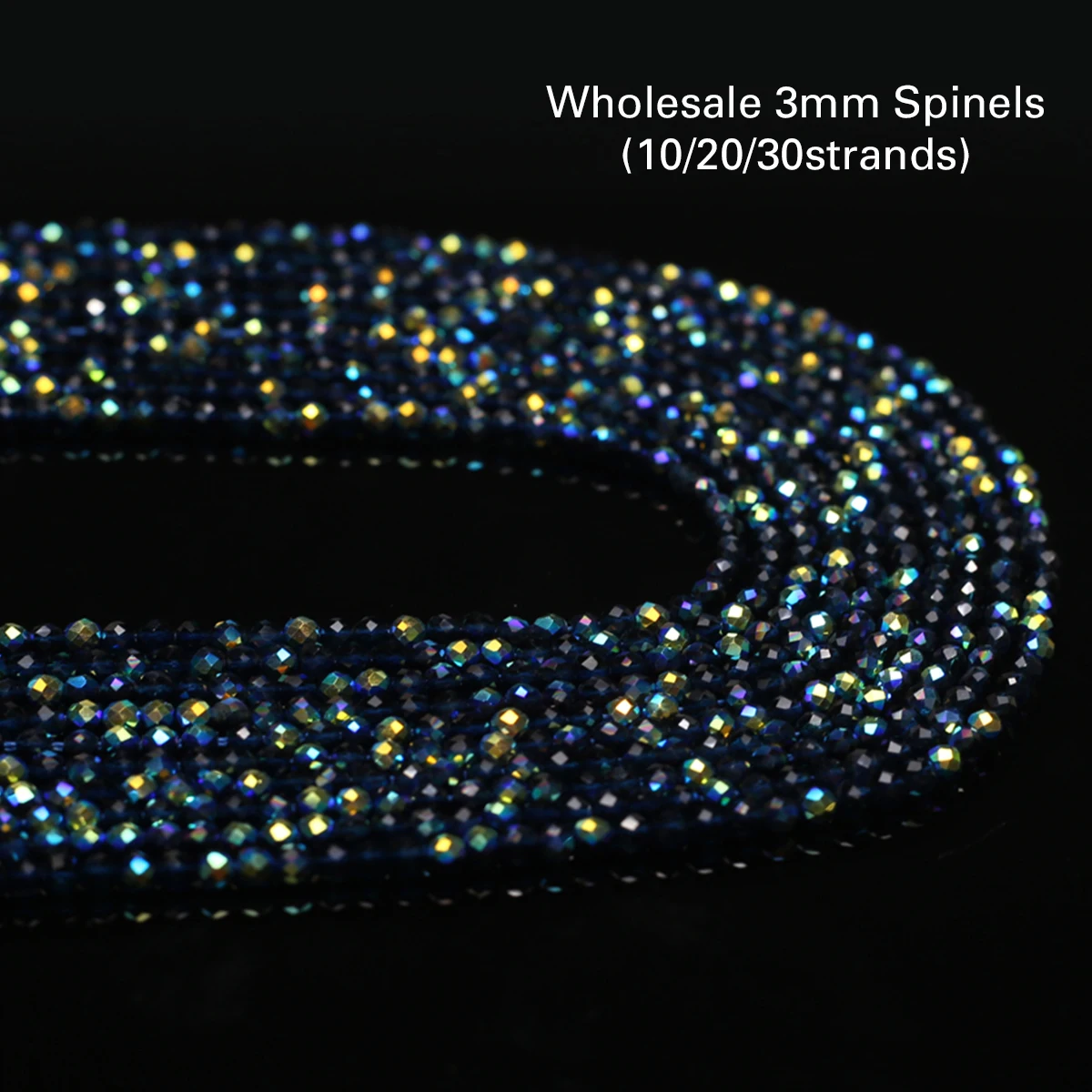 10/20/30strands 3mm Faceted Color Coated Spinels Loose Stone Beads for DIY Women Men Necklace Bracelets Jewelry Making Accessory