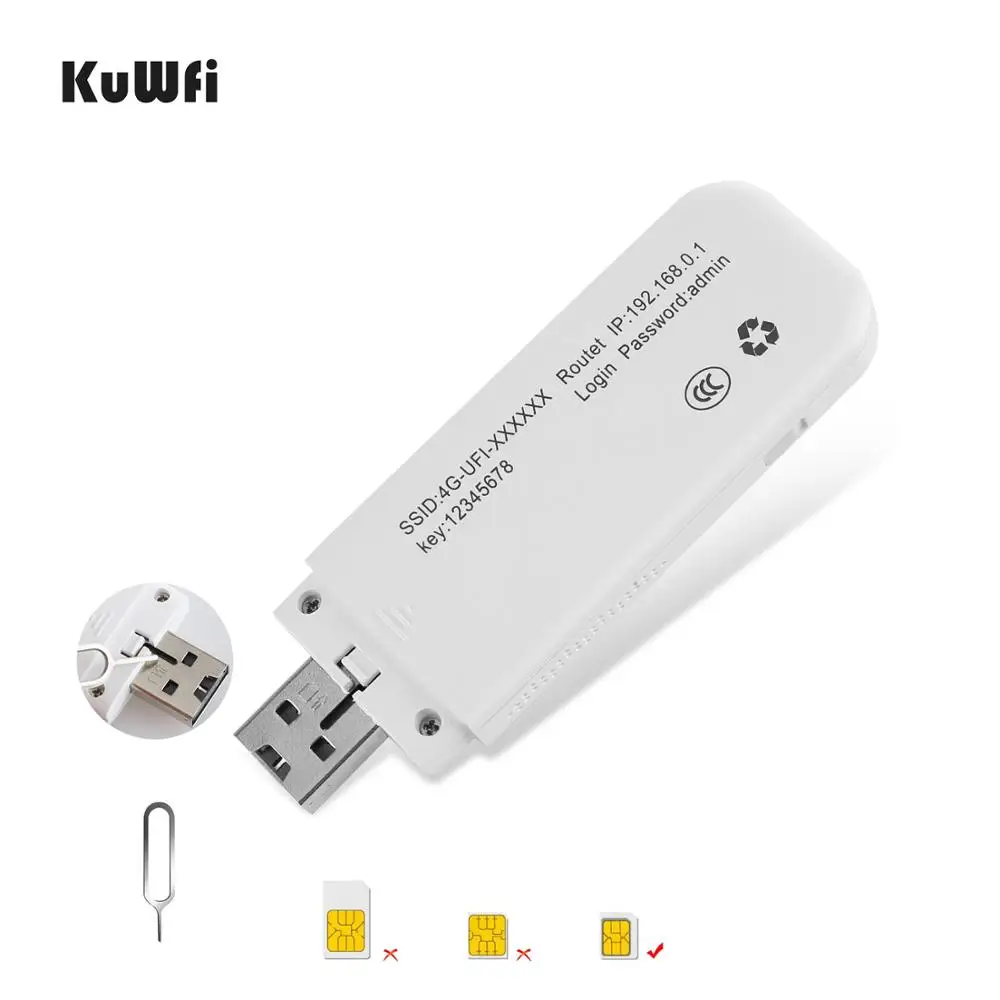 Imagem -04 - Kuwfi-roteador Portátil 4g Wifi 150mbps Modem Lte Usb Hotspot de Bolso Dongle Usb Adaptador Wifi Universal Desbloqueado