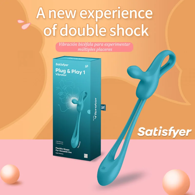 satisfyer 2 in 1 Multifunctional Couple Sex Toys Anal Butt Plug Vibrator Delayed Ejaculation Cock Ring Female Clit Vibrator