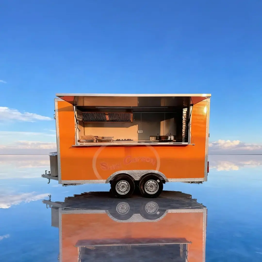 

Multifunctional Outdoor Food Trailer Towable Snack Vendor Cart for Markets And Campsites Universal Mobile Kitchen