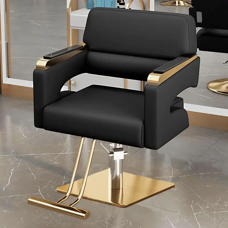 Trendy Black Barber Chair Comfy Arm Premium Nordic Hairdresser Chair Stylish Modern Poltronas Para Salão De Beleza Furniture