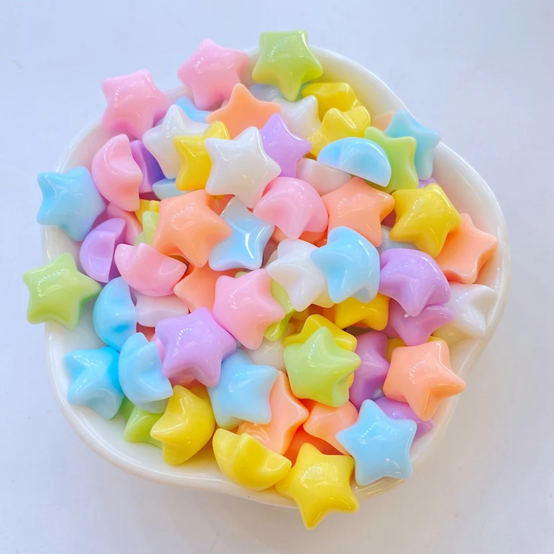 

30Pcs New Cute Mini 11mm Solid Star Resin Figurine Crafts Flatback Ornament Jewelry Making Hairwear Manicure Accessories