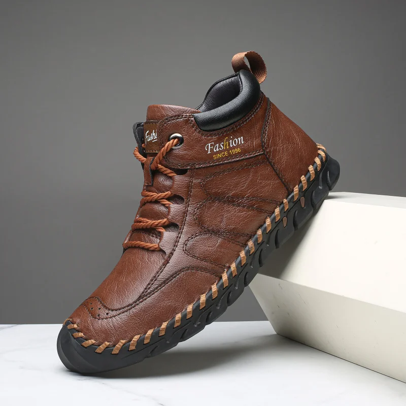 

Autumn and winter large size men's mid-top , outdoor shoes, workwear stitched men's shoes