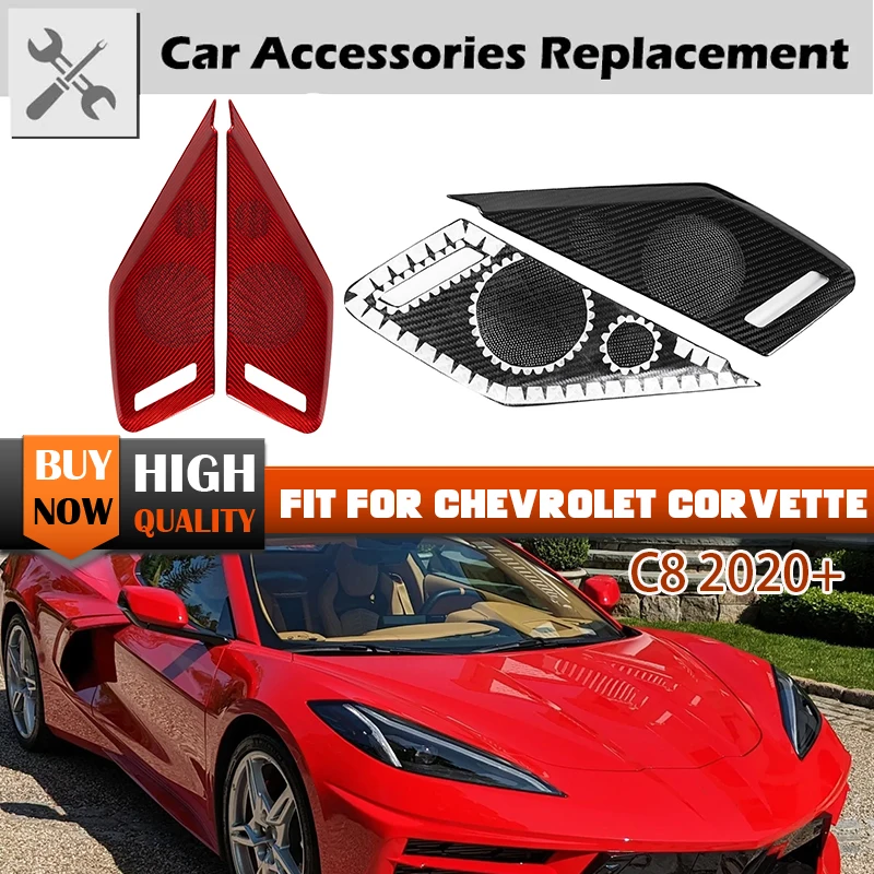 

Interior Inner Door Audio Speaker Frame Cover Panel Trim Car Real Dry Carbon Fiber For Chevrolet Corvette C8 2020-2023 LHD RHD