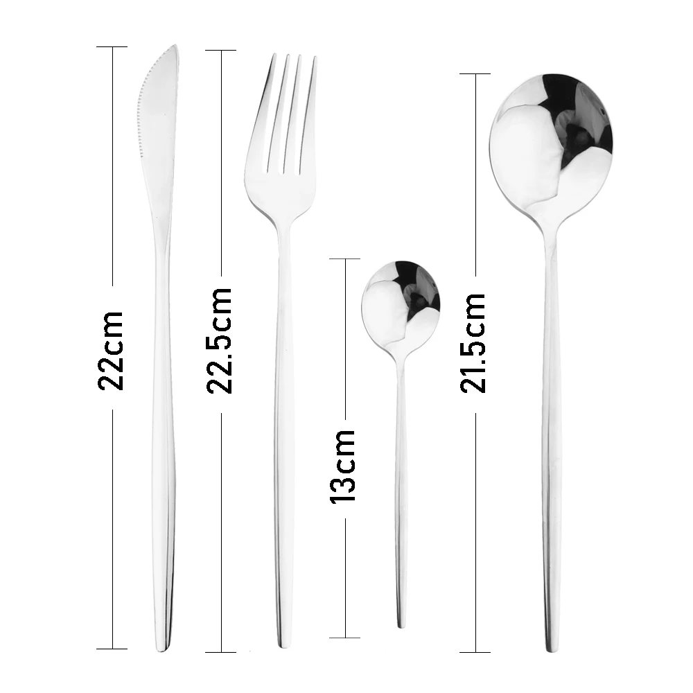 Silver Stainless Steel Cutlery Set 16/24/32Pcs Dinnerware Knife Fork Spoon Tableware Home Kitchen Flatware For Dinner Coffee