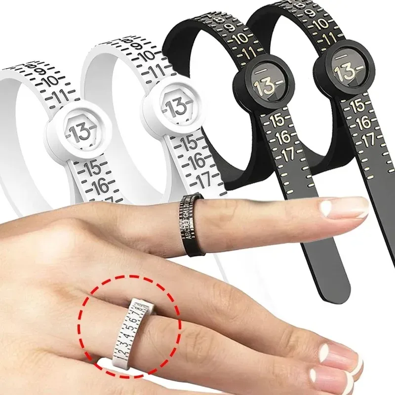 (1-2pcs) US/EU Size Ring Ruler Measuring Tape Tools with Magnifying Glass Finger Sizer Gauge Portable Universal Ring Sizer