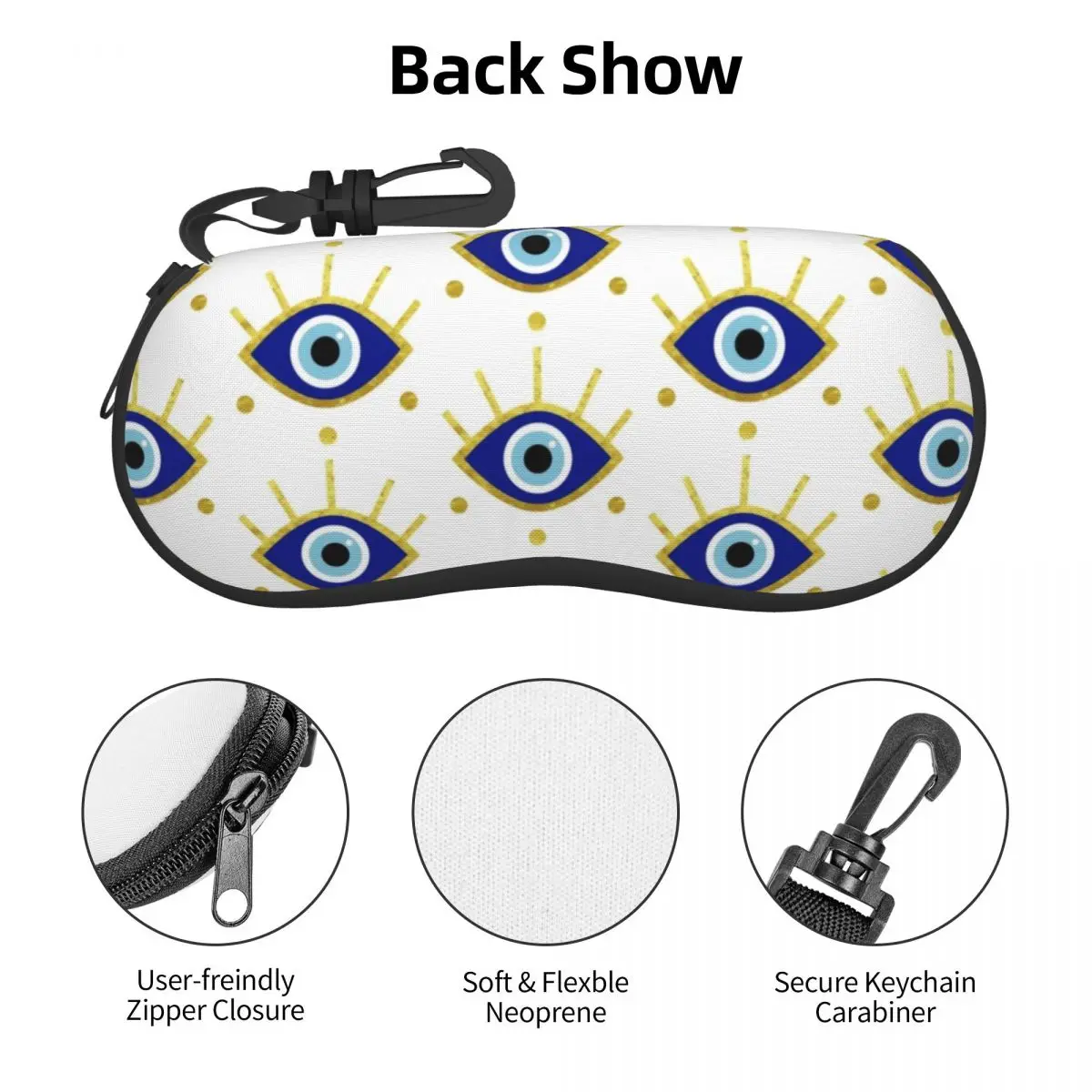 Mediterranean Evil Eye Protection Eyeglass Glasses Case Men Women Soft Spiritual Amulet Sunglasses Protective Pouch