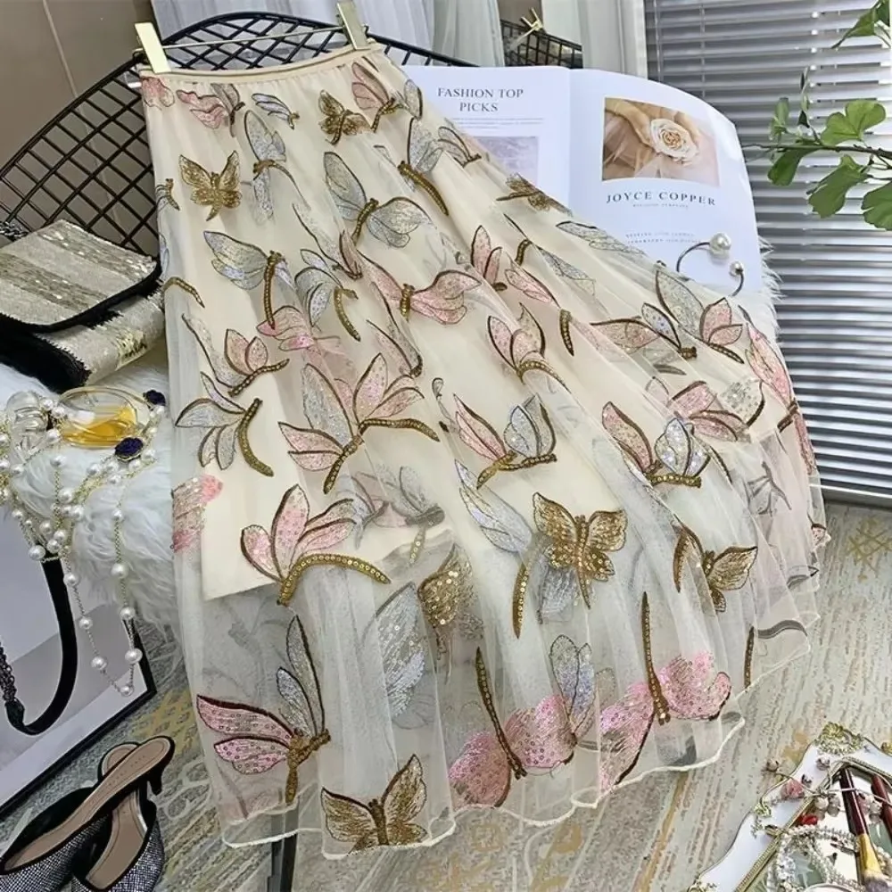 Y2k Skirt Fashion Clothes Vintage Long Skirt Ethnic Style Woman Clothing Casual Elegant Summer Embroidery Streetwear Party