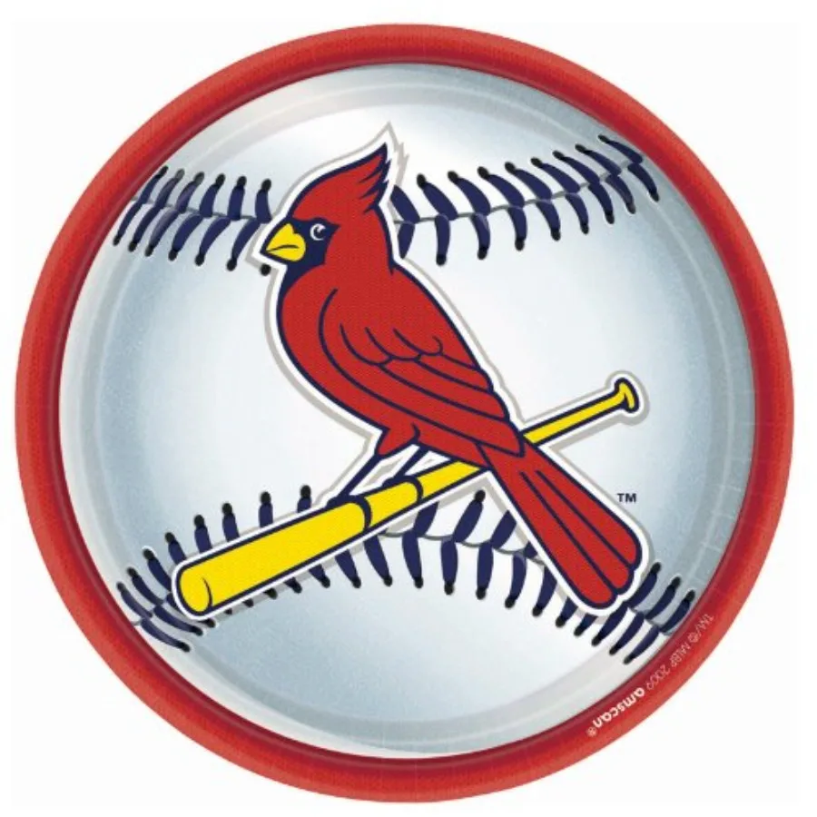 

St. Louis Cardinals Major League Baseball Collection 9 Round, Party Plates